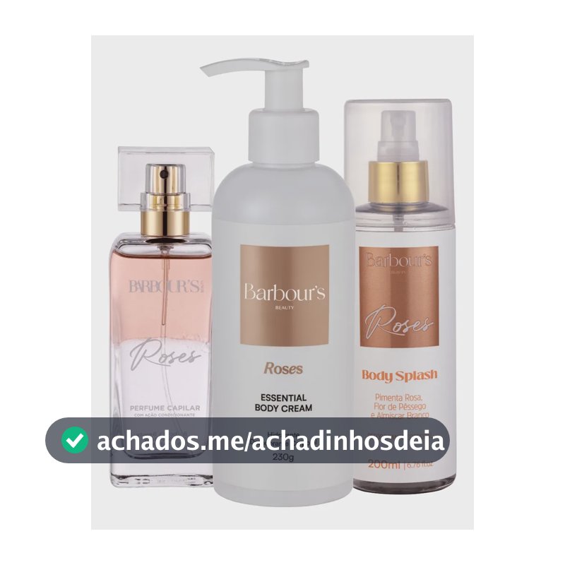 Kit Body Splash Hidratante Corporal Perfume Capilar Roses Barbour's Beauty