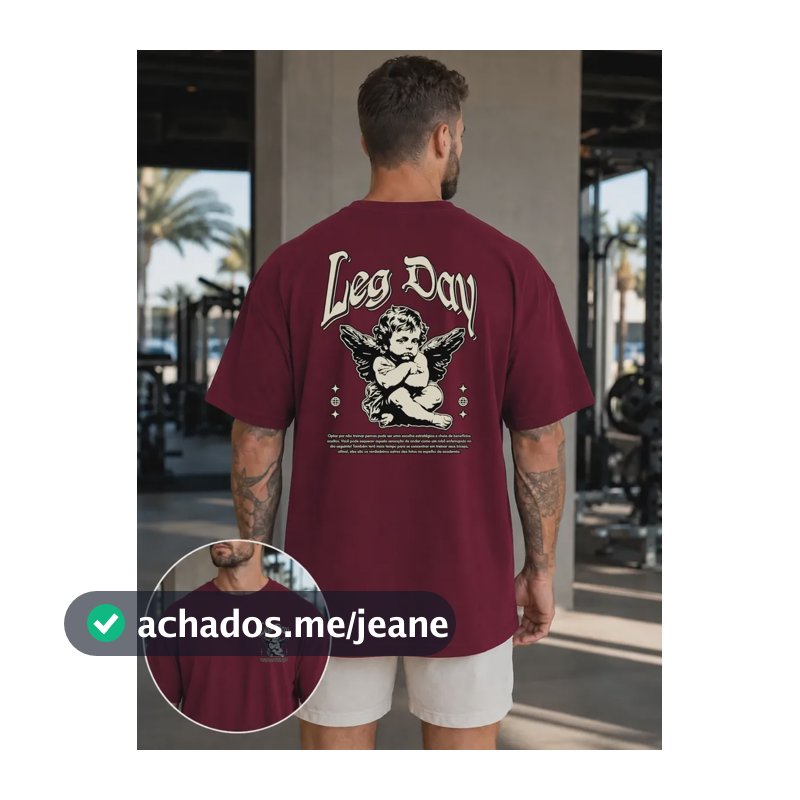 Camiseta Oversized Legday Estampa Academia Musculação Treino Bordô G