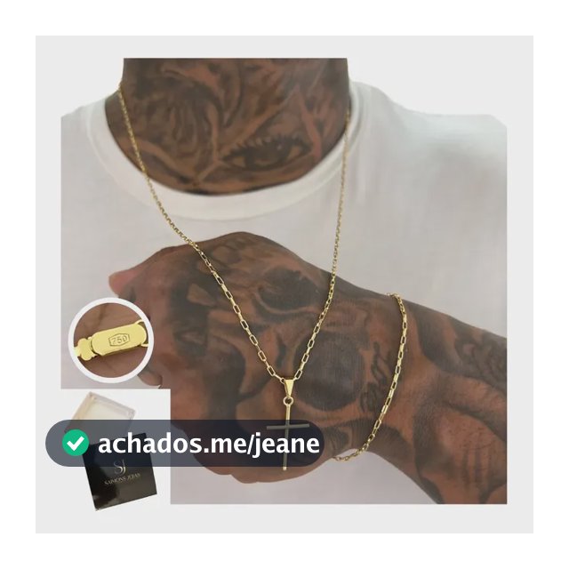 Corrente E Pingente Masculina Banhada A Ouro Com Pulseira
