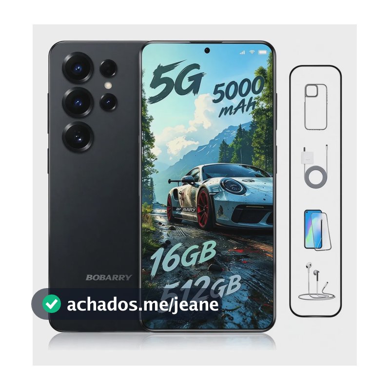 Smartphone 5G celular em conta Dimensity 7200 - Bateria de 5000mAh - Dual SIM - Câmara 32MP - 12GB de RAM - 6,78 polegadas - desbloqueado - 512 GB de ROM - GPS Wifi Preto