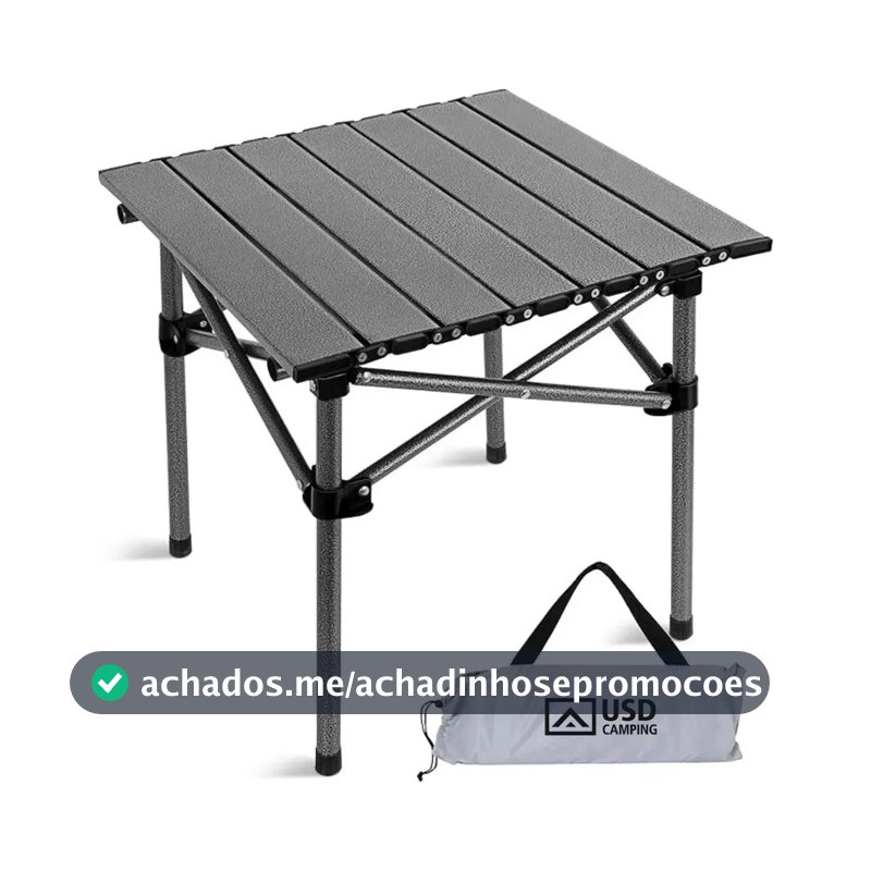 Mesa Camping Dobrável USD Portátil Alumínio Praia Acampamento Camping Churrasco Cor Preto