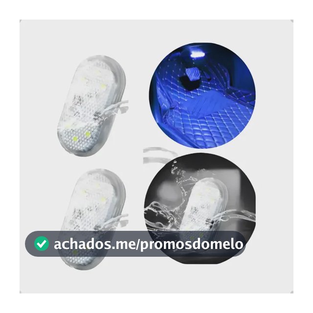 Kit 2 Lâmpada Led Branca Toque Adesivo Velcro Interior Carro