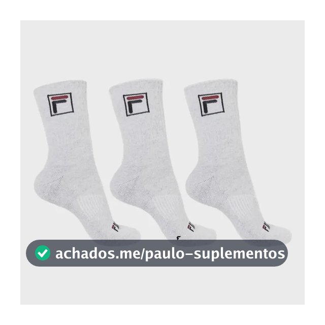 Kit Tripack Meia Fila Cano Alto Fbox Masculina Branca Meias Brancas Logo 39-43