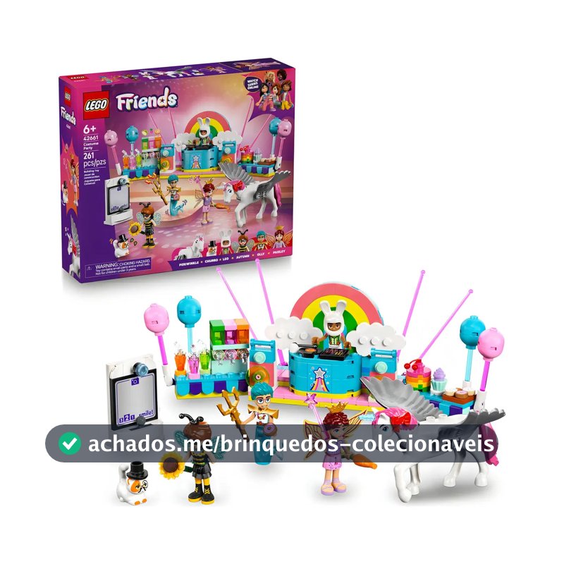 LEGO® Friends Unicorn and Fairy Costume Party 42661; brinquedo para meninas; inclui 4 minipersonagens com fantasias e 2 figuras de animais; jogo criativo; 6 ou mais