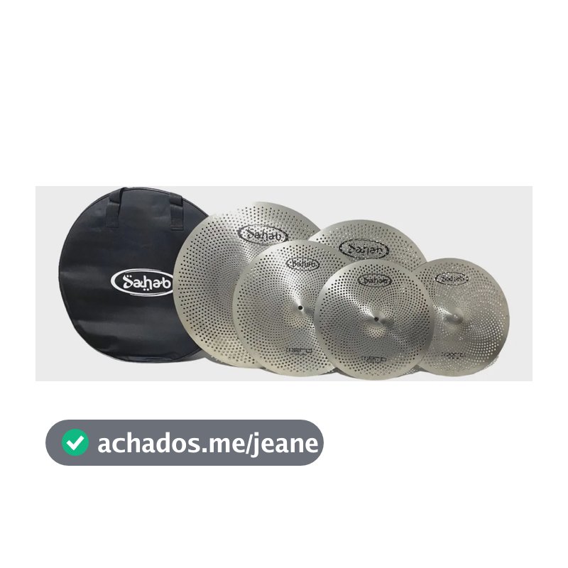 Kit Pratos Para Bateria Silent Sahab Hero Cymbals Mute + Bag Cor Prateado