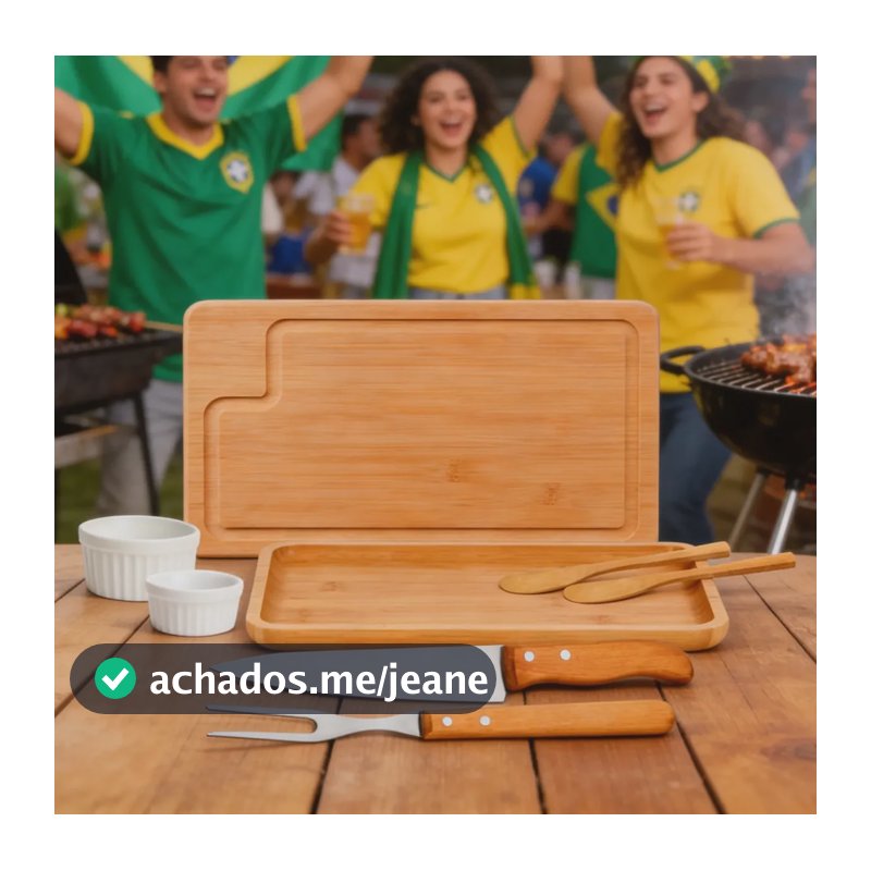 Kit Para Churrasco Copa Do Mundo Futebol Em Bambu