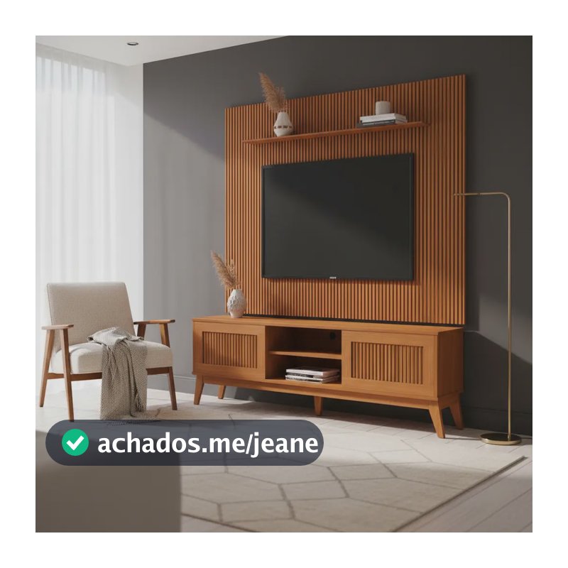 Rack Bancada King Com Painel Para Tv Até 75  Avante Cedro Marrom