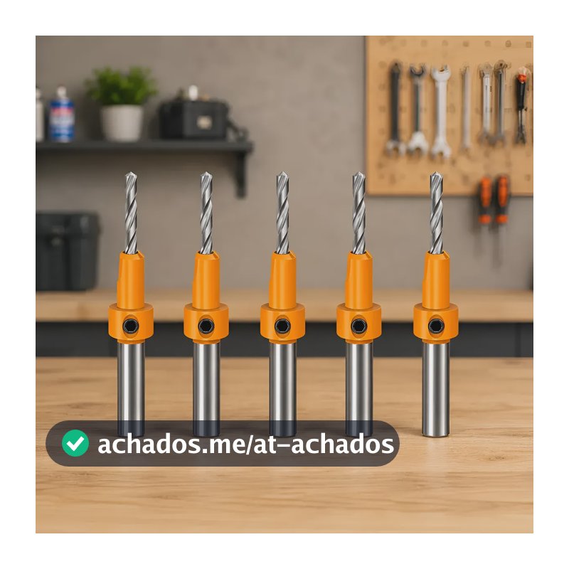 Kit 5 Brocas Rebaixo De Parafuso Em Madeira Limitador