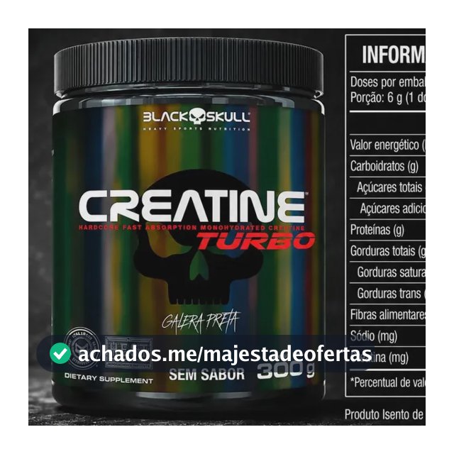 Creatina Black Skull Caveira Preta Turbo em pó Sem sabor x 300g