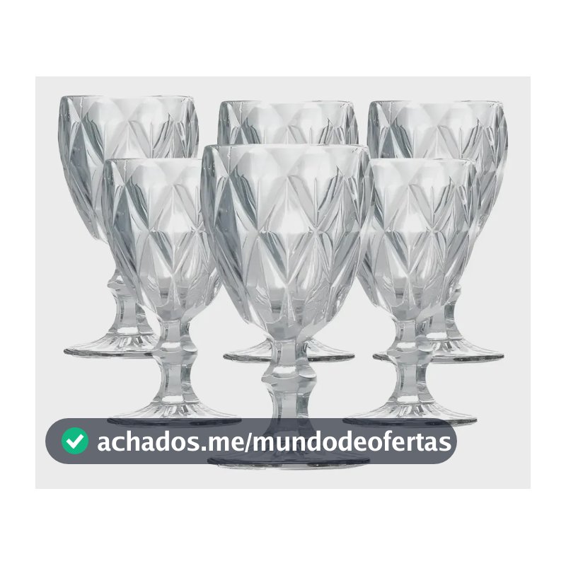Jogo 6 Taças de Cristal 340ml Diamond Transparente vidro