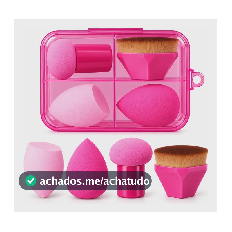 Kit Esponjas Maquiagem Com Pincel Kabuk Hexagonal Com Estojo Cores Sortidas Média
