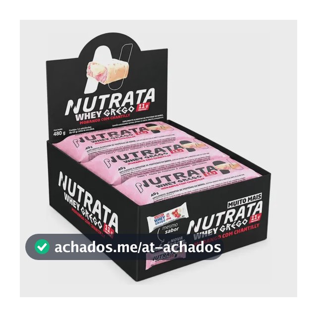 Barra De Proteínas Nutrata Whey Grego 40g Sabor Morango Com Chantilly X 480g 12 Un
