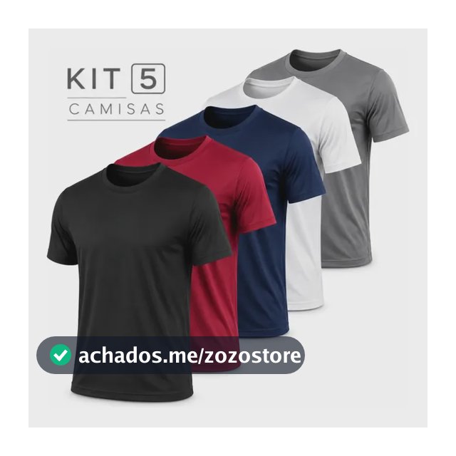 Kit 5 Camisetas Básicas Masculina Dry Fit Lisa Tradicional Sortido Lisa G