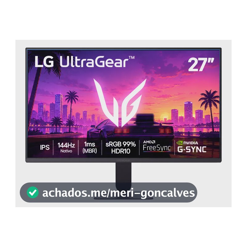 Monitor LG Ultragear 27 , 144hz, 1ms(mbr), Preto - 27g411b Preto 127/220v