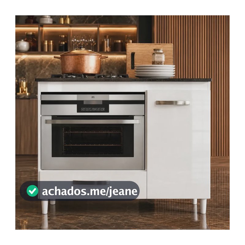 Armário Balcão Para Cooktop Gabinete Cozinha 1 Porta 1 Gaveta Design Moderno Fit Cor Branco