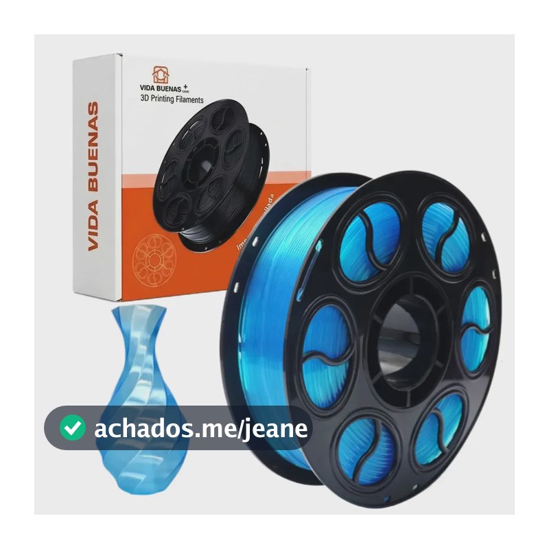 Filamento PLA Silk Premium Translúcido 1kg para Impressão 3D Decoração Vida Buenas Textura de Cristal Cor Azul