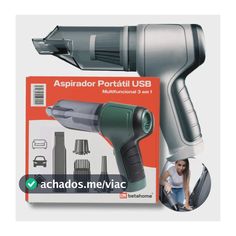 Mini Aspirador de Pó Betahome Portátil 120W USB Soprador Sem Fio 6000Pa Compacto