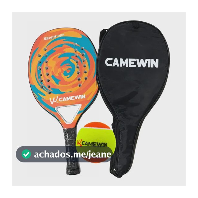 Raquete Beach Tennis Camewin Fibra De Carbono + Bolinha Laranja