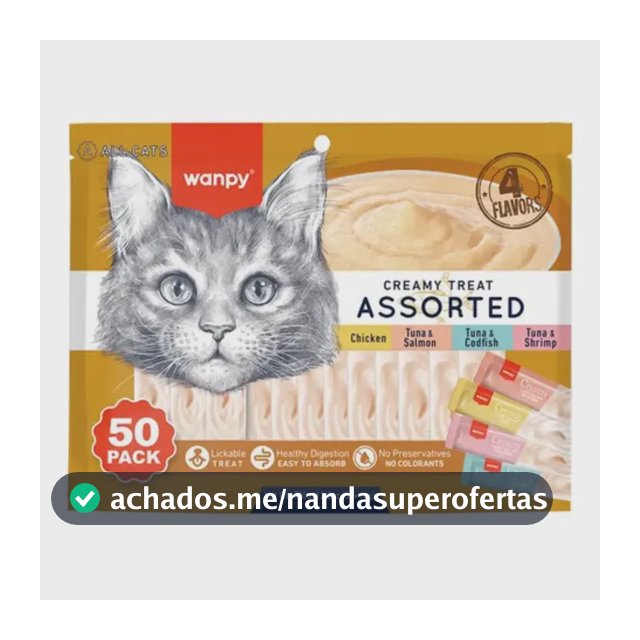 Petisco Gatos Wanpy Truly Creamy Sabor Sortido Com 50un