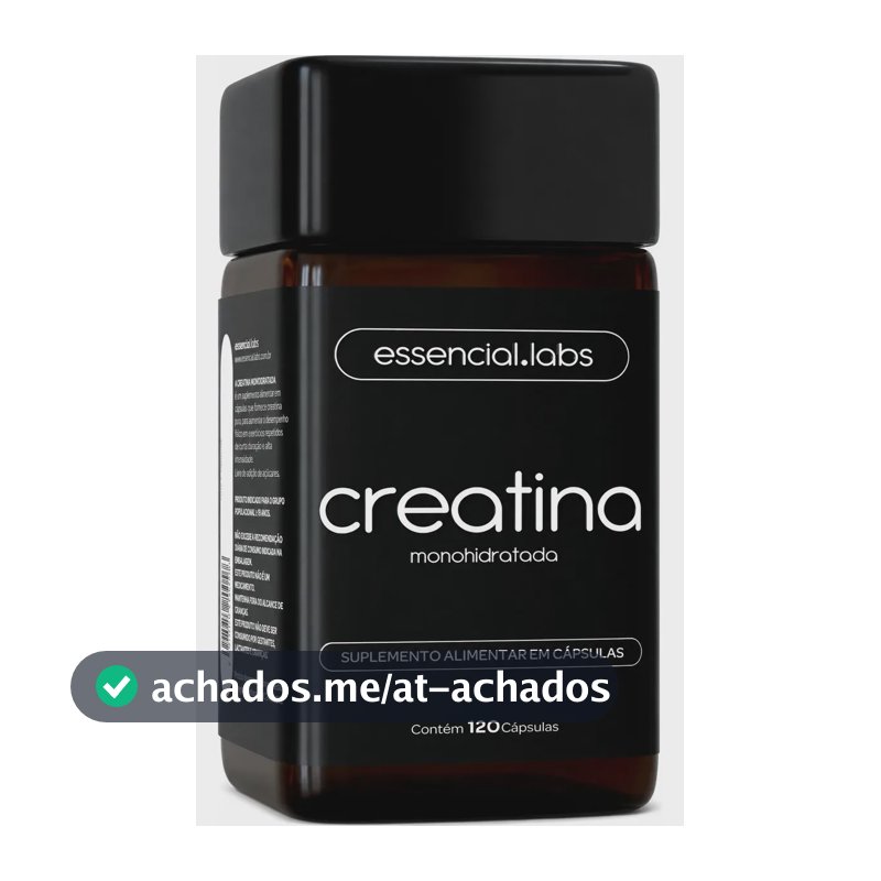 CREATINA MONOHIDRATADA 100% Pura com Matéria-Prima Importada - 3g de Creatina por Dose - 120 Cápsulas