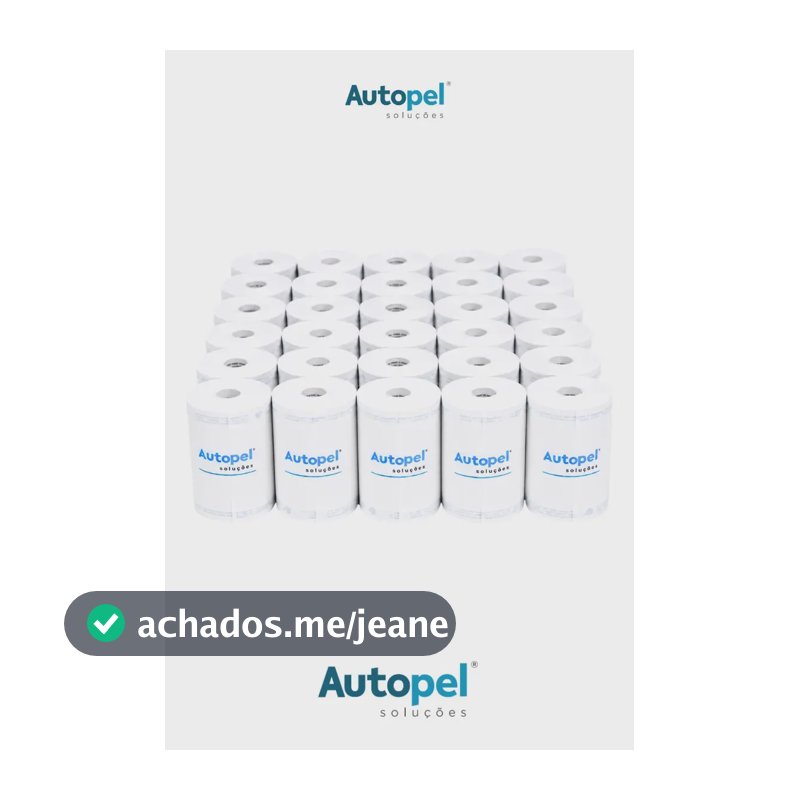 Autopel Caixa 30 Unidades Bobinas 80x40 40 metros Térmica Branco 44 g