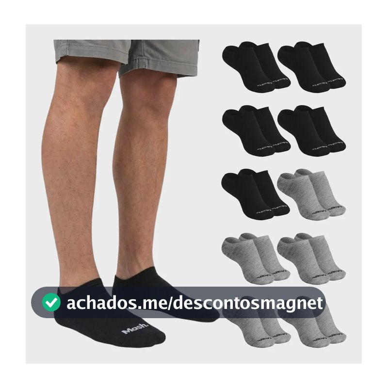 Kit 10 Pares Meia Invisível Soquete Algodão Confortável Mash 5 Cinzas - 5 Pretas Meia Invisível Meia Cano Curto Meia Masculina Meia Feminina M ( 34 A 38 ) Meia Masculina Meia Feminina Meia Algodão