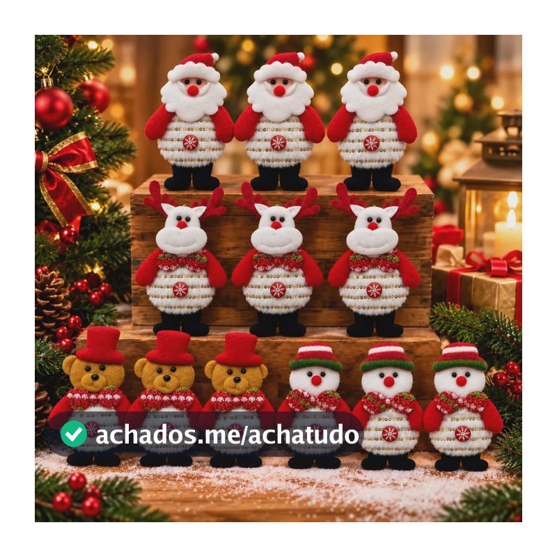 Kit 12 Pendentes Bonecos Enfeites Para Árvore De Natal Branco