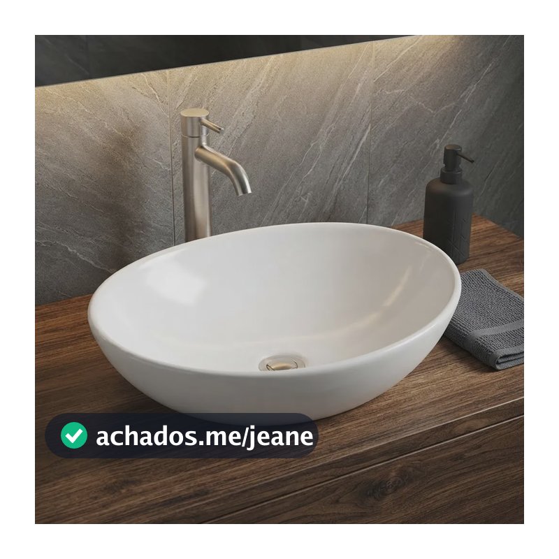 Cuba Banheiro Sobrepor Oval De Apoio Louça Ceramica 41cm Branco