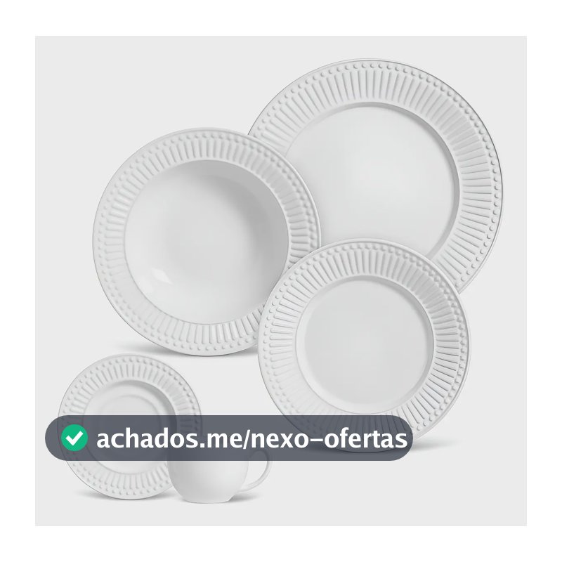 Aparelho de jantar 30 peças Porto Brasil Cerâmica cor branco linha Roma