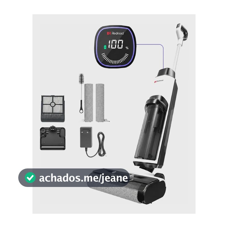 Aspirador De Pó Sem Fio Seco Úmido Redroad W15 910 Ml 200w Branco 127/220v
