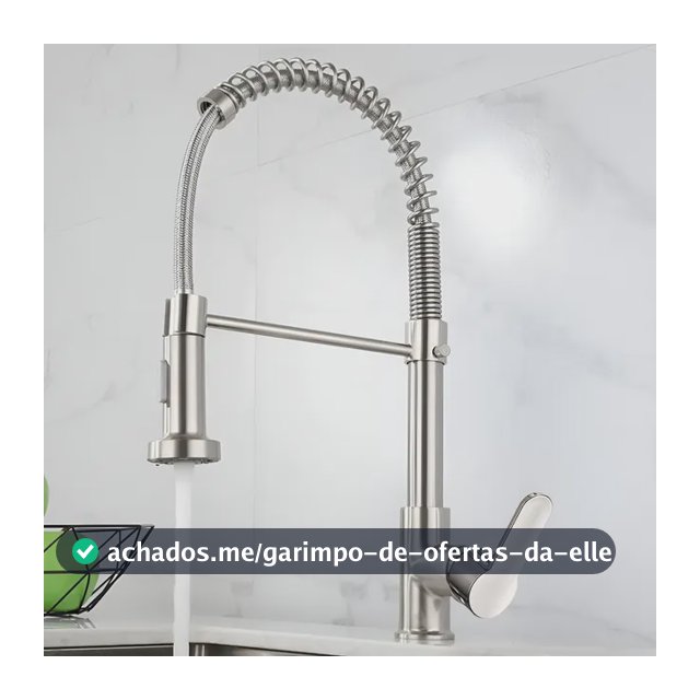 Torneira Cozinha Gourmet Bancada Flexível Monocomando Pia Prateado B22-silvery