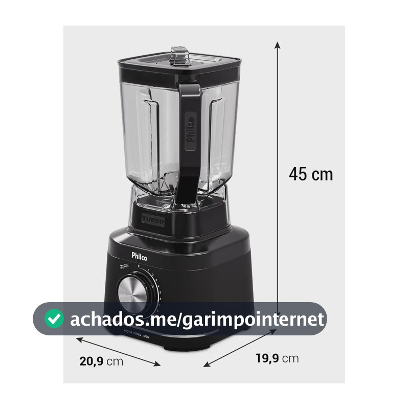 Liquidificador Philco 1500W 3,1L 12 Velocidades com 6 Lâminas PLQ15A
