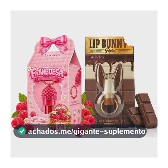 Kit Gloss Hidratante Labial Franboesa + Gloss Labial Lip Bunny Triple Chocolate - Fran By Franciny Ehlke