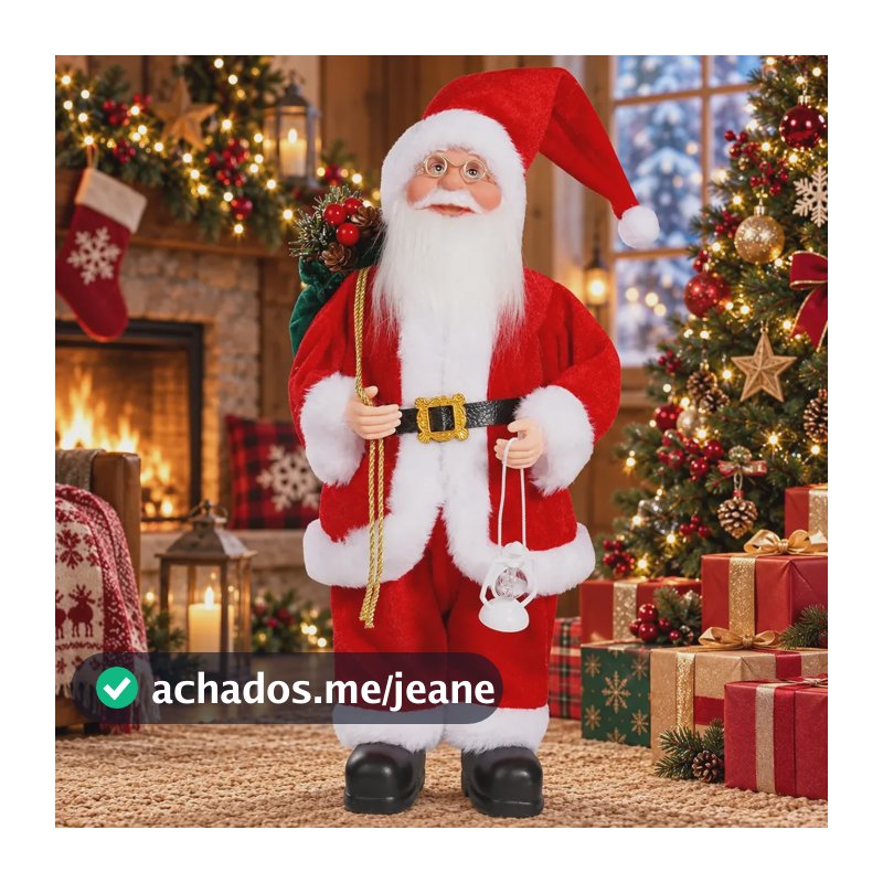 Decoração De Natal Com Papai Noel Em Figura Tecido De 32 Cm Vermelho Sem Fonte De Alimentação