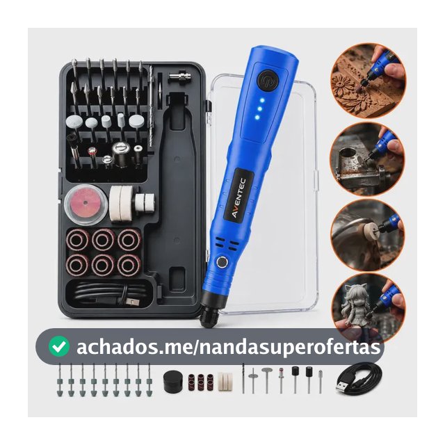 Mini Retífica Portátil Kit Profissional 76 em 1 Potente Sem fio Recarregável