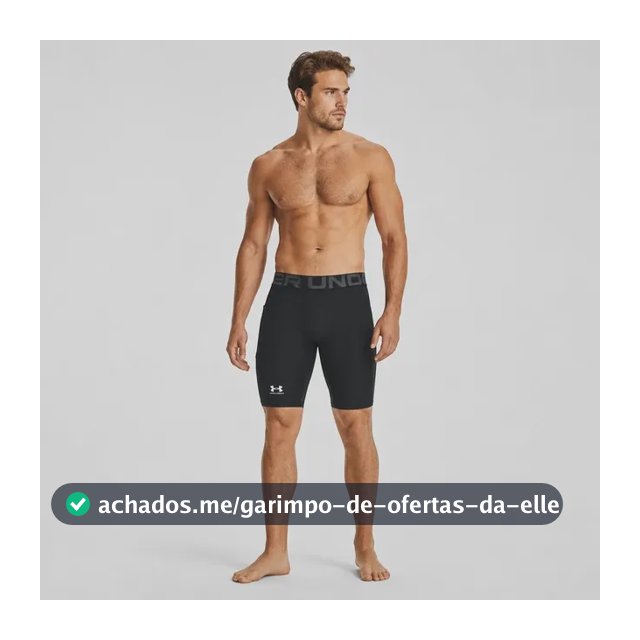 Shorts Under Armour Heatgear Pocket Long Masculino Preto E Branco Liso M