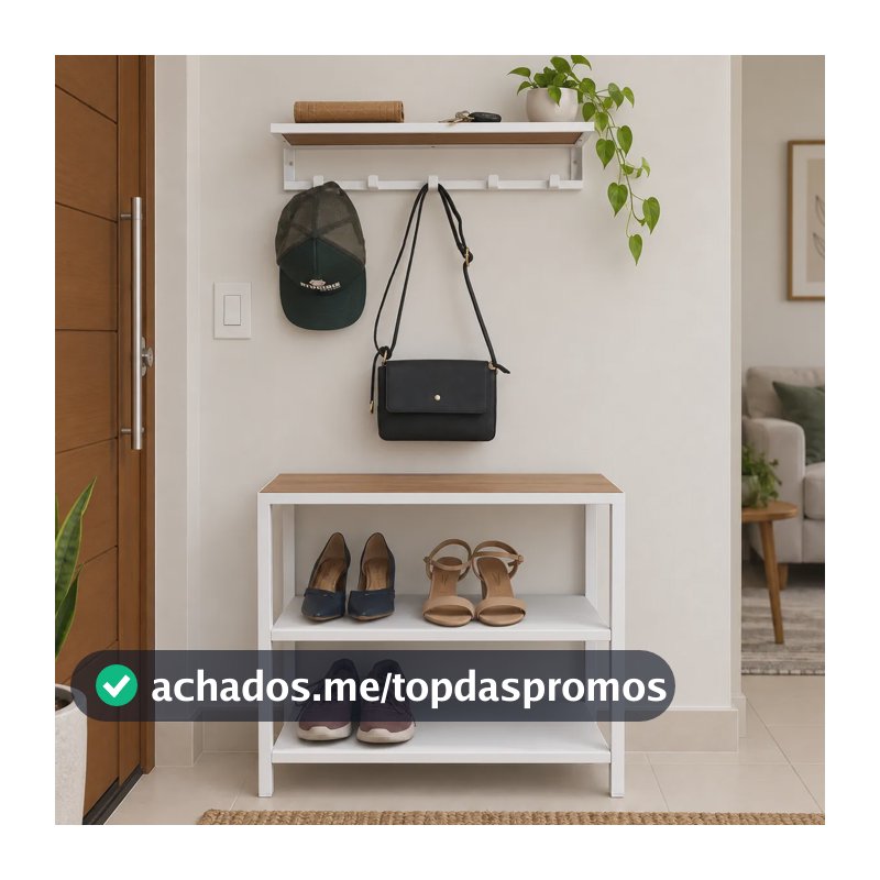 Kit Sapateira E Cabideiro Strassis Design P/ Hall De Entrada Branco