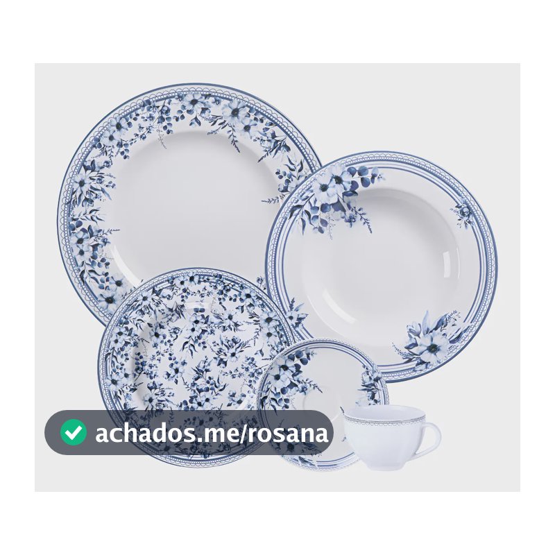 Aparelho De Jantar Tramontina Azzura Em Porcelana Decorada 2 Cor Branco