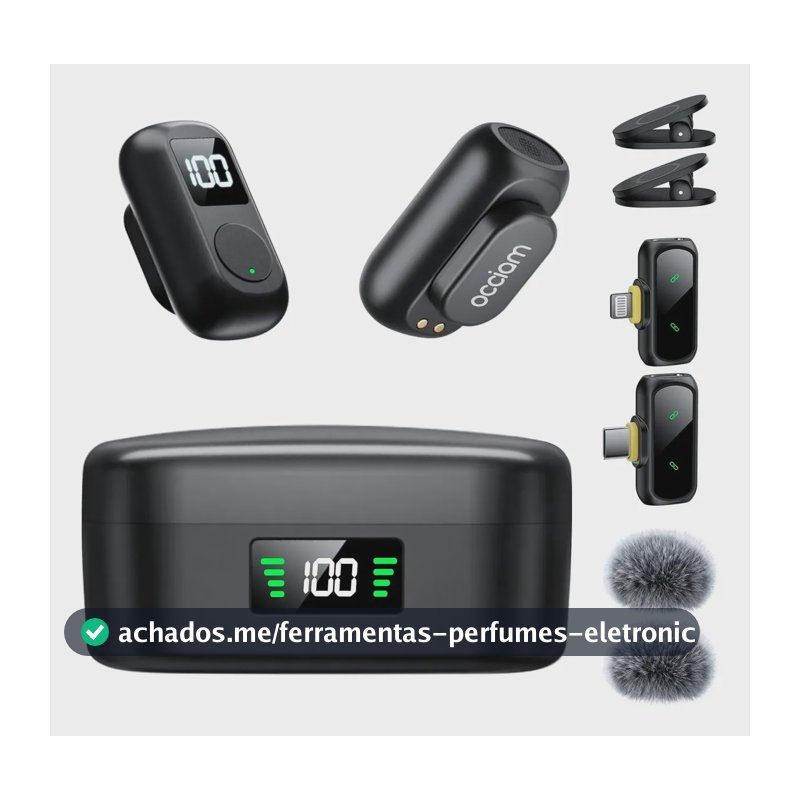 Microfone Lapela Wireless Occiam Qy88 Mic Profissionais Preto