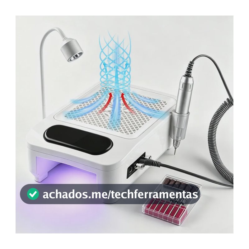 Lixadeira Motor Unhas Nail Drill 4 Em 1 Lâmpada Led Uv E Luz Branco 110/220v