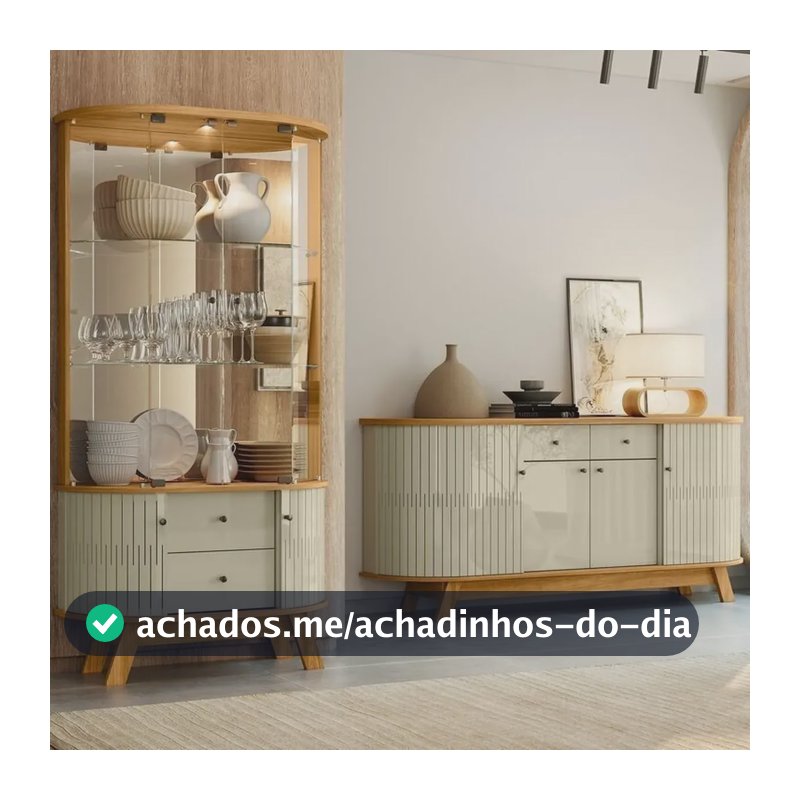 Conjunto Buffet Mônaco E Cristaleira Moss Ec Cumaru/opala