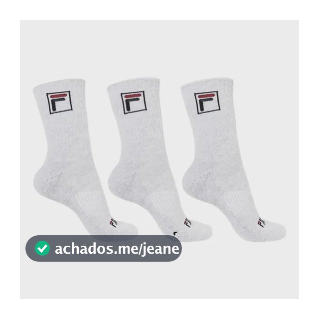 Kit Tripack Meia Fila Cano Alto Fbox Masculina Branca Meias Brancas Logo 39-43