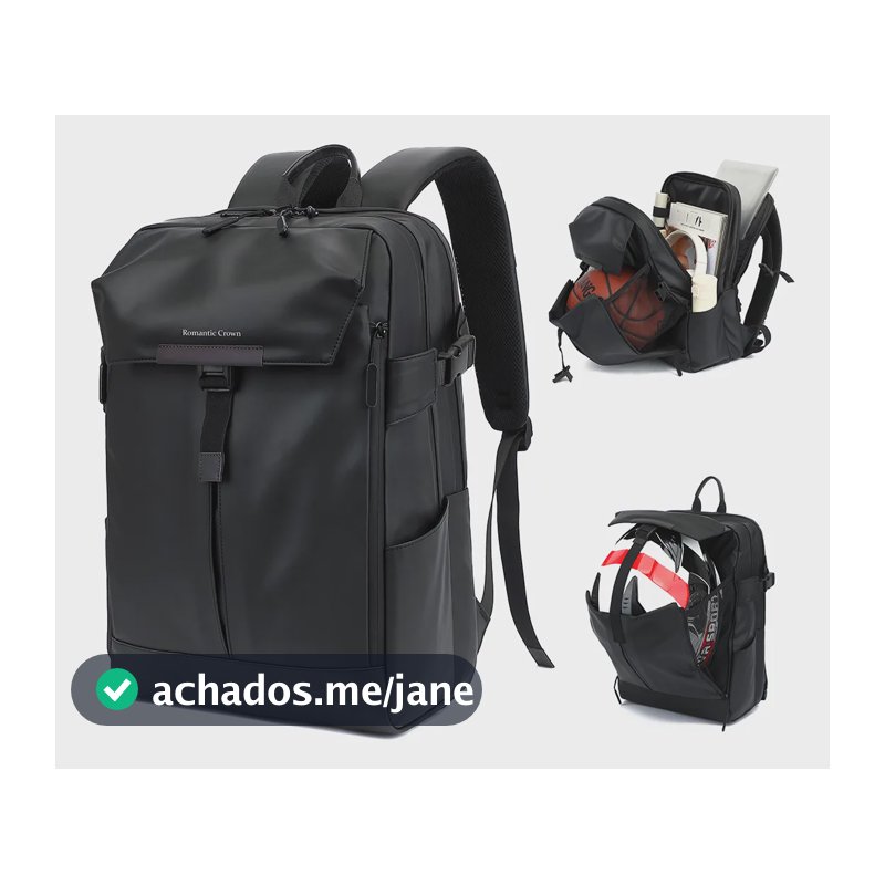Mochila Notebook Impermeável Escolar Feminina Masculina Preto Couros