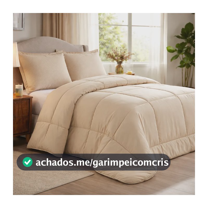 Edredom Super King Size Percal 400 Fios Liso Anti Alergico Avelã Liso