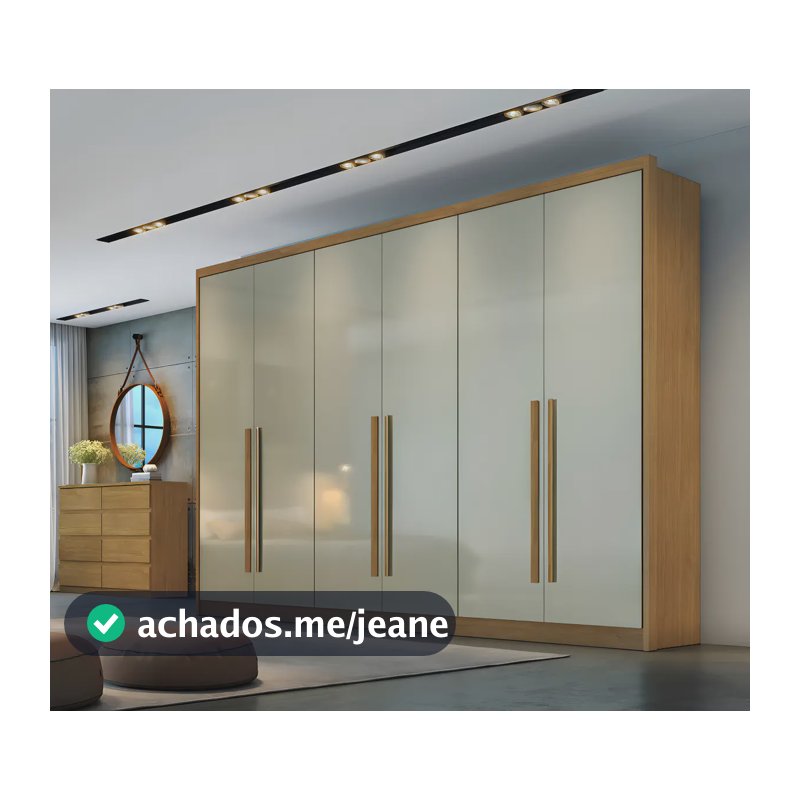 Guarda-Roupa Casal MDF 6 Portas 6 Gavetas Cor Cumaru/Fendi Horizonte