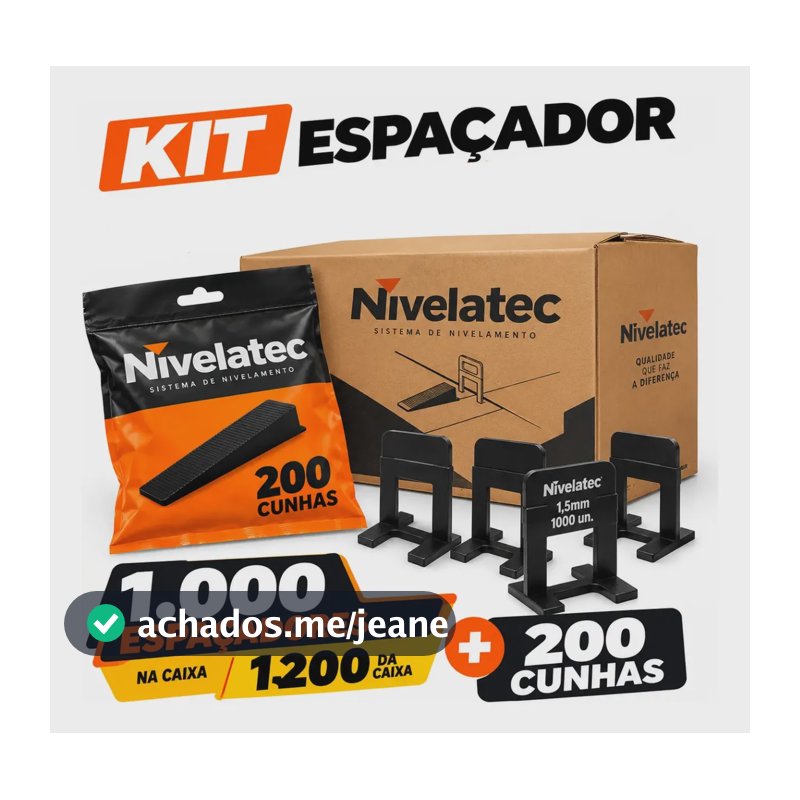 Kit 1200 Espaçadores Niveladores Cunhas Piso Porcelanato 1.5 1mm