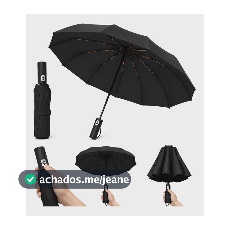 Guarda Chuva Abre E Fecha Automático Reforçado Contra Vento Preto Pano De Impacto