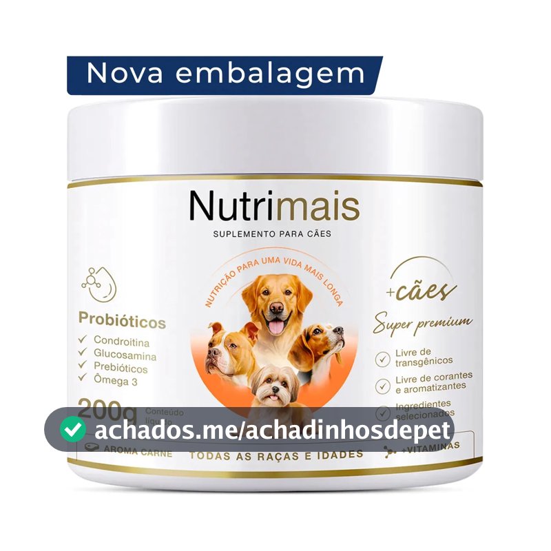 Suplemento Cães Pele Sensível Queda de Pelos Pele e Derme Nutrimais Probióticos 200g