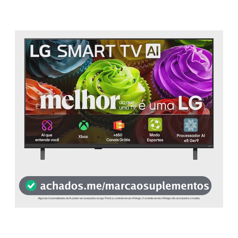 Smart TV HD 32" LG LB650 AI 2026 Processador α5 Ger9 HDR10 Xbox Bluetooth Wi-Fi AI Search Google Gemini Canais Grátis webOS 26 - 32LB650BPSA