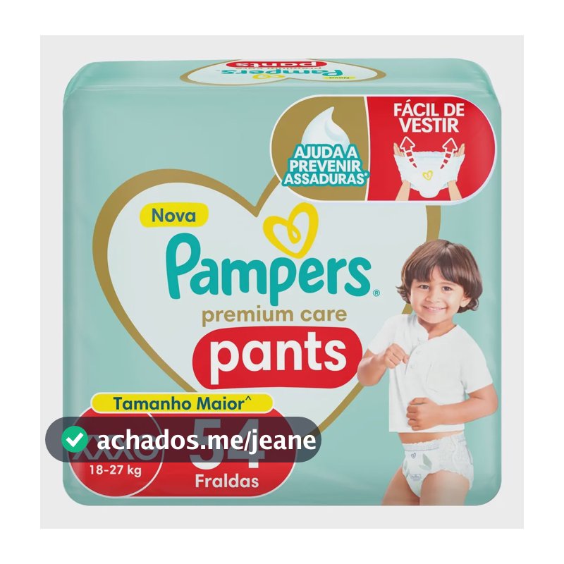 Fralda Pampers Premium Care Pants Tamanho Xxxg, 54 Unidades Extra Extra Extra Grande (xxxg) Sem Gênero
